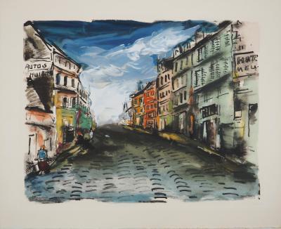 Maurice DE VLAMINCK : Rive gauche, Rue commerçante, Gravure originale, signée 2