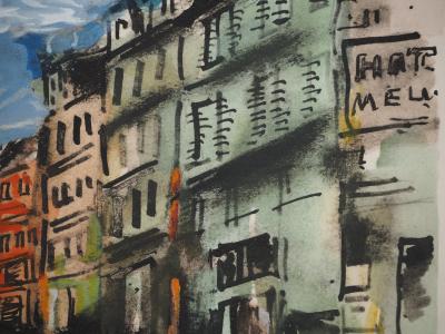 Maurice DE VLAMINCK : Rive gauche, Rue commerçante, Gravure originale, signée 2