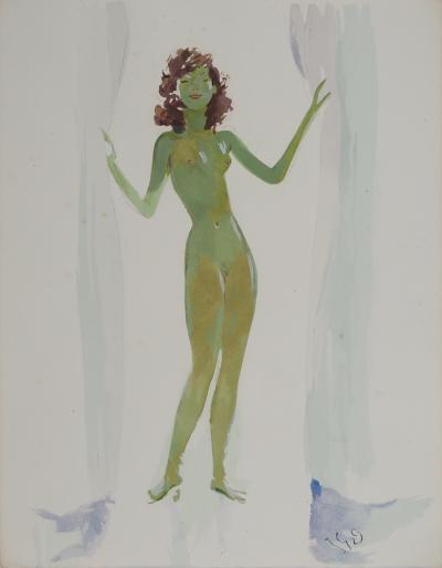 Jean-Gabriel DOMERGUE : Femme nue, Lithographie et pochoir signée 2