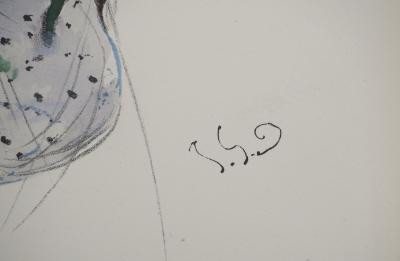 Jean-Gabriel DOMERGUE : La pin-up à pois, Lithographie et pochoir signée 2
