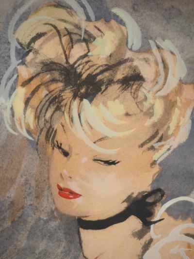 Jean-Gabriel DOMERGUE : Nu de dos, Lithographie et pochoir signée 2