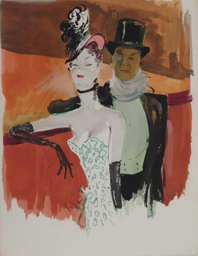 Jean-Gabriel DOMERGUE : Couple en tenue de soirée, Lithographie et pochoir signée 2