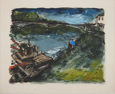 Maurice DE VLAMINCK : Rive gauche, Berges, Gravure originale, signée 2