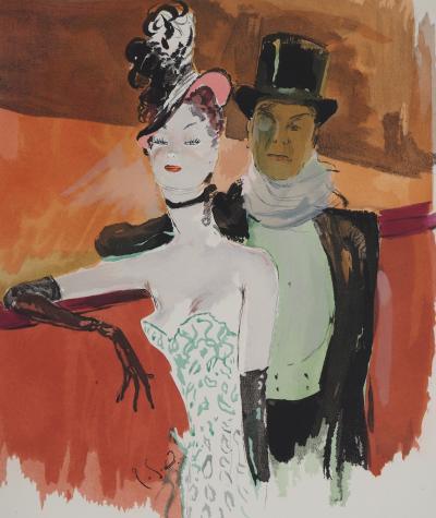 Jean-Gabriel DOMERGUE : Couple en tenue de soirée, Lithographie et pochoir signée 2
