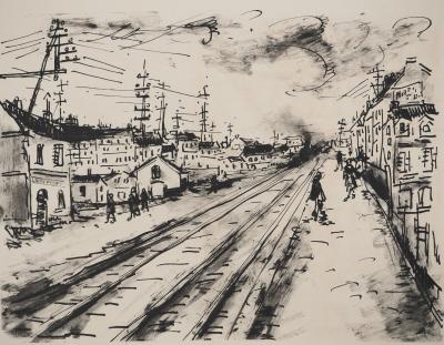 Maurice DE VLAMINCK : Rive gauche, Abords de la Gare Montparnasse, Gravure originale, signée 2