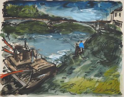 Maurice DE VLAMINCK : Rive gauche, Berges, Gravure originale, signée 2
