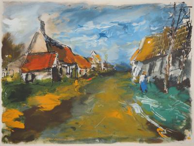 Maurice DE VLAMINCK: Left bank, Hamlets of Rueil-la-Gadelière, Original engraving 2