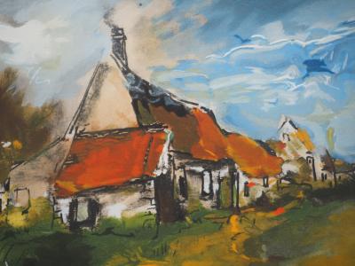 Maurice DE VLAMINCK: Left bank, Hamlets of Rueil-la-Gadelière, Original engraving 2