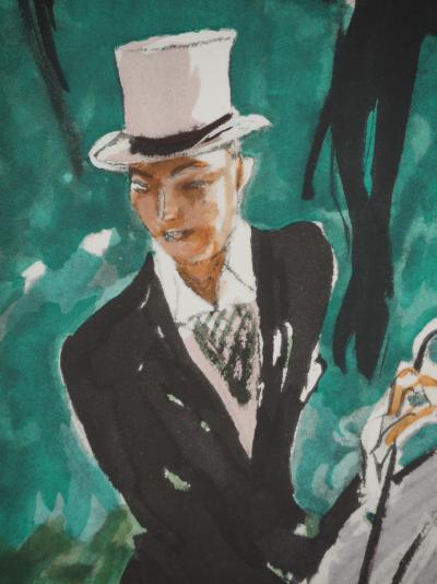 Jean-Gabriel DOMERGUE : Promenade estivale, Lithographie et pochoir signée 2