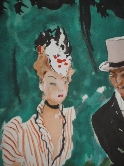 Jean-Gabriel DOMERGUE : Promenade estivale, Lithographie et pochoir signée 2