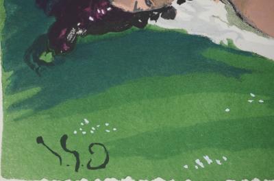 Jean-Gabriel DOMERGUE : Après-midi au parc, Lithographie et pochoir signée 2