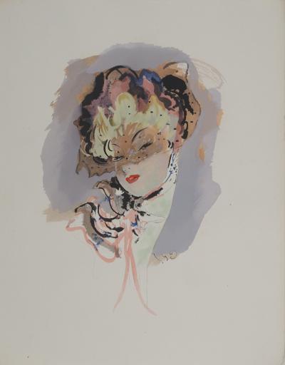 Jean-Gabriel DOMERGUE : La pin-up, Lithographie et pochoir signée 2