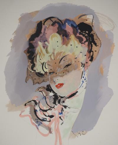 Jean-Gabriel DOMERGUE : La pin-up, Lithographie et pochoir signée 2
