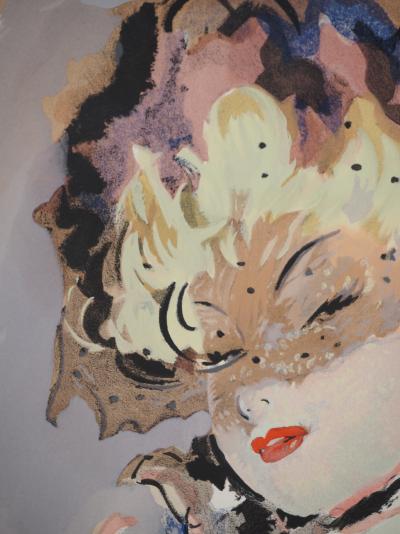 Jean-Gabriel DOMERGUE : La pin-up, Lithographie et pochoir signée 2
