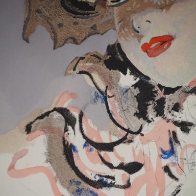 Jean-Gabriel DOMERGUE : La pin-up, Lithographie et pochoir signée 2