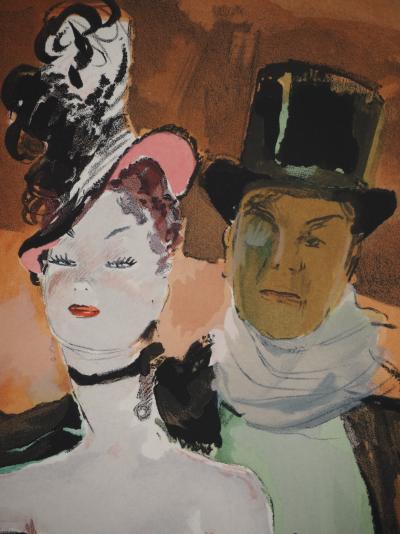 Jean-Gabriel DOMERGUE : Couple en tenue de soirée, Lithographie et pochoir signée 2