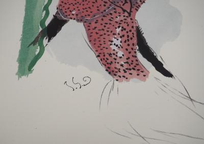 Jean-Gabriel DOMERGUE : L'élégante au bibi rose, Lithographie et pochoir signée 2