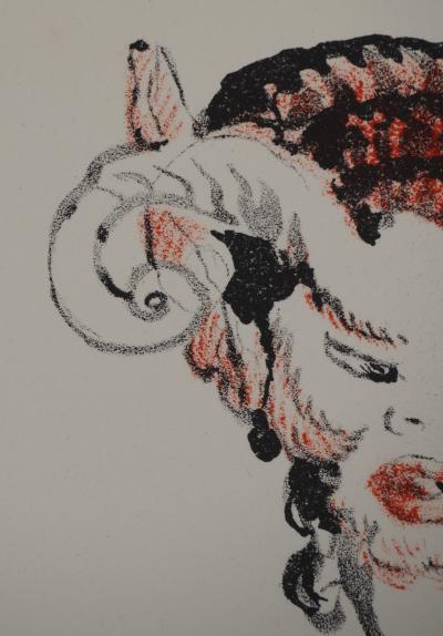 Jean-Gabriel DOMERGUE : Tête de Satyre, Lithographie et pochoir 2