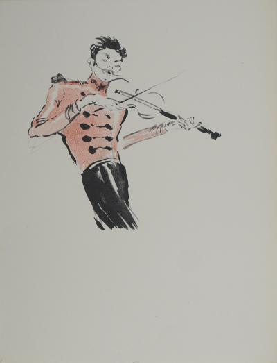 Jean-Gabriel DOMERGUE : Le violoniste, Lithographie et pochoir 2