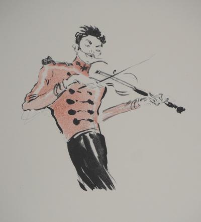 Jean-Gabriel DOMERGUE : Le violoniste, Lithographie et pochoir 2