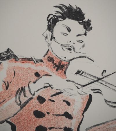 Jean-Gabriel DOMERGUE : Le violoniste, Lithographie et pochoir 2