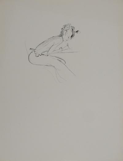 Jean-Gabriel DOMERGUE : L’écrivaine, Lithographie et pochoir 2