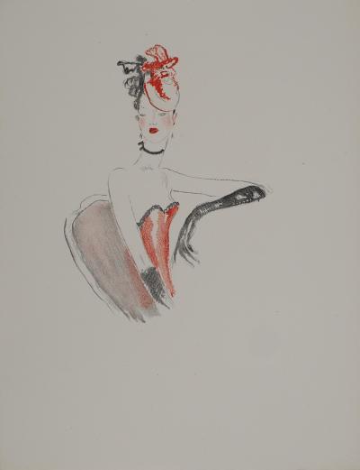 Jean-Gabriel DOMERGUE : Danseuse au bibi rouge, Lithographie et pochoir 2