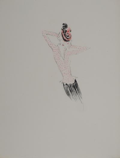 Jean-Gabriel DOMERGUE : Pin-up dans sa robe à pois, Lithographie et pochoir 2