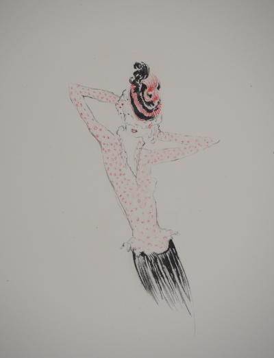 Jean-Gabriel DOMERGUE : Pin-up dans sa robe à pois, Lithographie et pochoir 2
