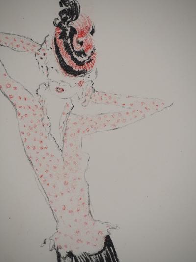 Jean-Gabriel DOMERGUE : Pin-up dans sa robe à pois, Lithographie et pochoir 2