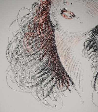 Jean-Gabriel DOMERGUE: Portrait of a brunette woman, Lithograph and stencil 2