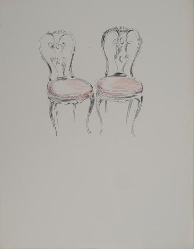 Jean-Gabriel DOMERGUE: Red chairs, Lithograph and stencil 2