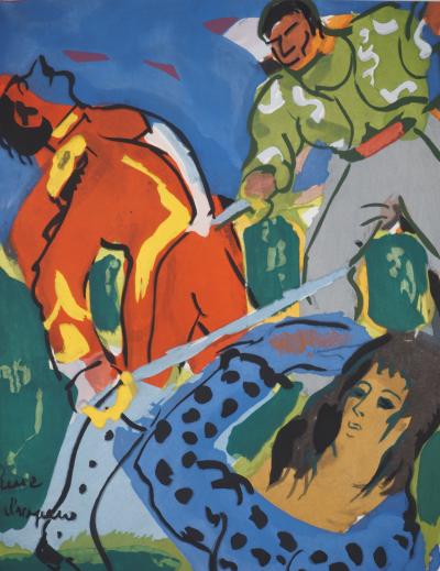 Pierre AMBROGIANI : Le duel, Lithographie originale signée 2