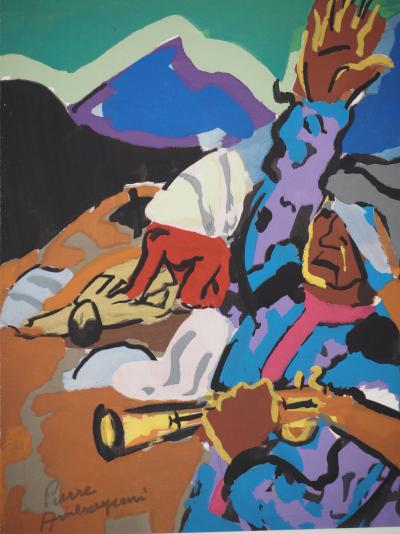 Pierre AMBROGIANI : Rencontre fortuite, Lithographie originale signée 2