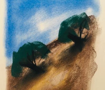 Georges LAPORTE - Les pins parasols, 1974 - Pastel original signé 2