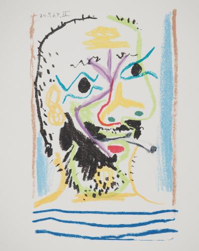 Pablo PICASSO : Le Goût du Bonheur, Portrait à la cigarette, Lithographie 2