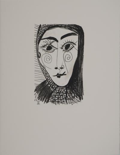 Pablo PICASSO : Le Goût du Bonheur, Jacqueline au foulard, Lithographie 2