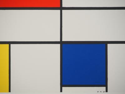 Piet MONDRIAN : Composition III en rouge, bleu et jaune - Lithographie signée 2