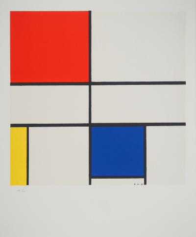 Piet MONDRIAN : Composition III en rouge, bleu et jaune - Lithographie signée 2