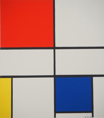 Piet MONDRIAN : Composition III en rouge, bleu et jaune - Lithographie signée 2