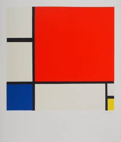 Piet MONDRIAN : Composition II en rouge, bleu et jaune - Lithographie signée