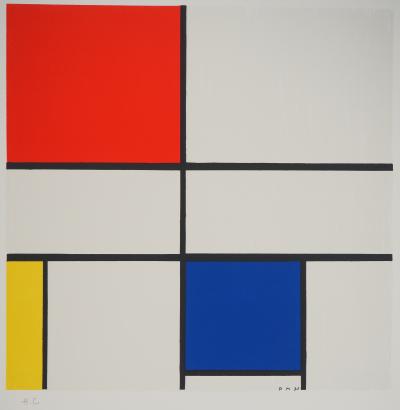 Piet MONDRIAN : Composition III en rouge, bleu et jaune - Lithographie signée 2