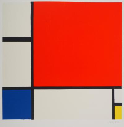 Piet MONDRIAN : Composition II en rouge, bleu et jaune - Lithographie signée 2