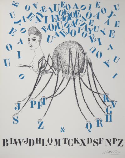 Félix LABISSE : La Tarentule des lettres, Lithographie originale, Signée 2