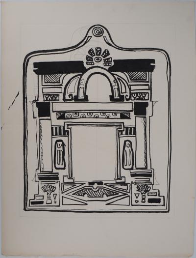 Jacques SOISSON : Etude de Ketouba, Dessin à l’encre 2