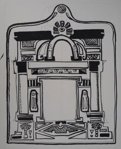 Jacques SOISSON : Etude de Ketouba, Dessin à l’encre 2
