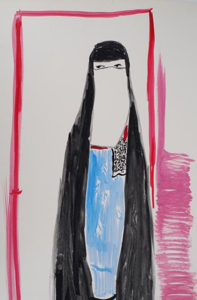 Jacques SOISSON : Femme orientale, Acrylique sur papier signée 2
