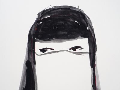 Jacques SOISSON : Femme orientale, Acrylique sur papier signée 2