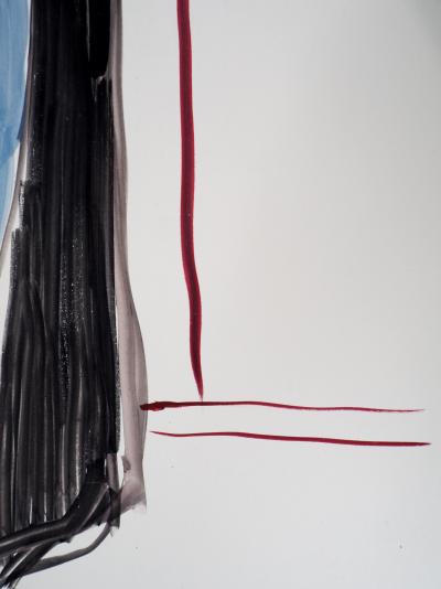 Jacques SOISSON : Femme au voile noir, Acrylique sur papier signée 2