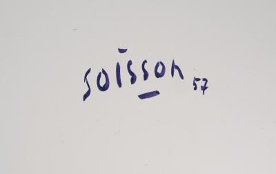 Jacques SOISSON : Femme au voile noir, Acrylique sur papier signée 2